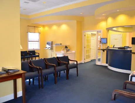 The front desk and waiting area at the Hereford office.